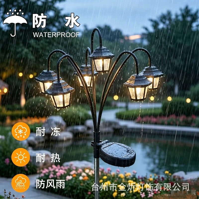 Cross-border new solar-powered hexagonal palace lantern, outdoor courtyard light, garden villa lawn landscape light, plug-in hanging palace lantern Cross-border new solar-powered hexagonal palace lantern, outdoor courtyard light, garden villa lawn landscape light, plug-in hanging palace lantern