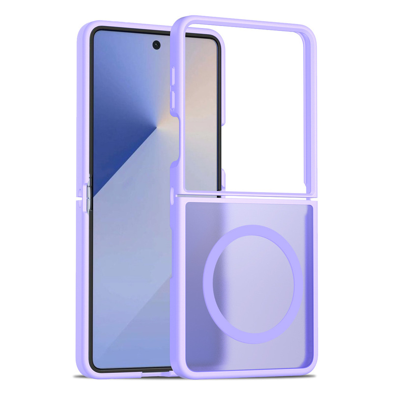 Suitable for Samsung Zflip8 Mobile Phone Case, Samflod8 Matte Flip7 Skin-Feel Semi-Transparent Flod6 Magnetic Protective Case