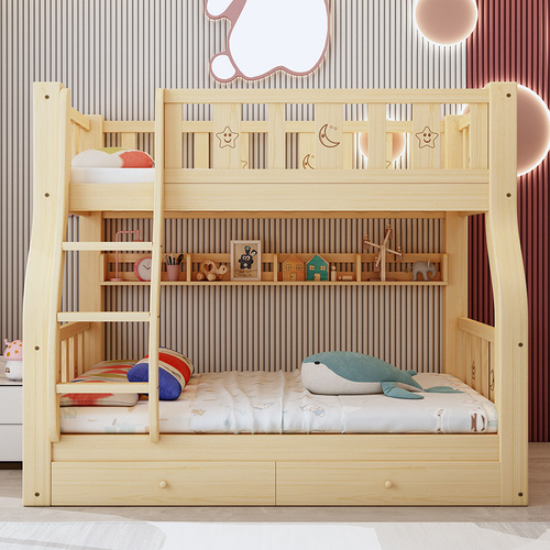 All solid wood bunk bed, bunk bed, children's bed, household high and low bed, double bed, small apartment, two layers for adults