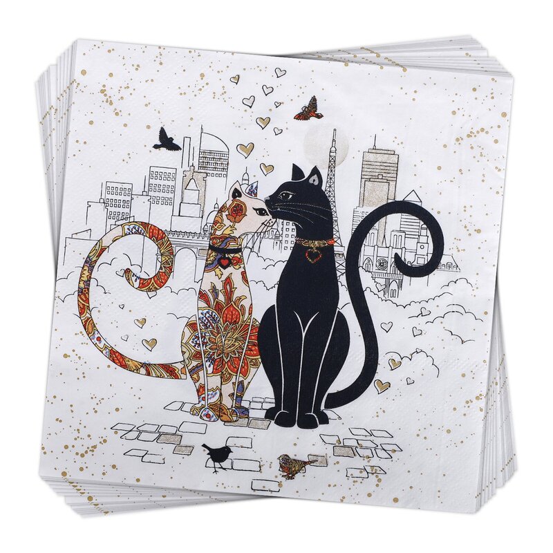 ベストセラー恋人猫プリントティッシュ 33 センチメートル三層厚み 20 カラフルなナプキン家庭用パーティーナプキンパッド|undefined