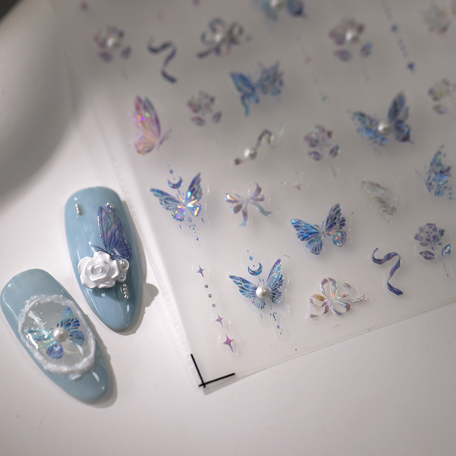 Tiesu Ice Crystal Symphony Blue Butterfly Nail Sticker TL-135 Daily…