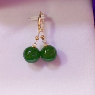 2025 Xiaohongshu Authentic 18 Natural Hetian Jade Jasper Earrings Earrings with Excellent Color and Water Permeability
