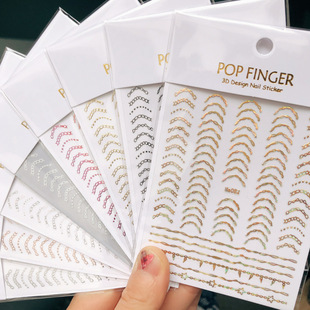 Gold and Silver Striped Nail Art Stickers Cross-border E-commerce Nail Art Jewelry Water Ripple Line Nail Art Stickers ME082