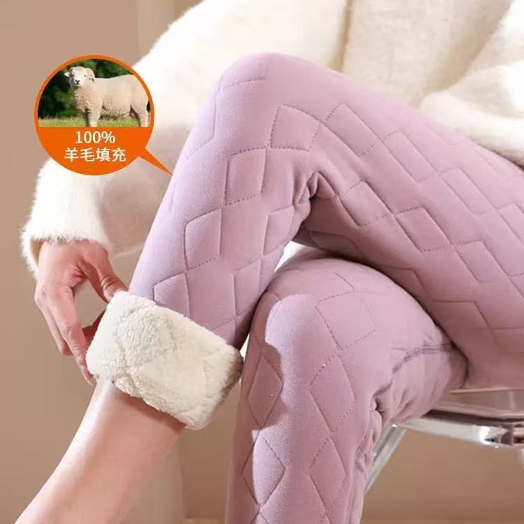Keep warm woolen trousers with diamond pattern