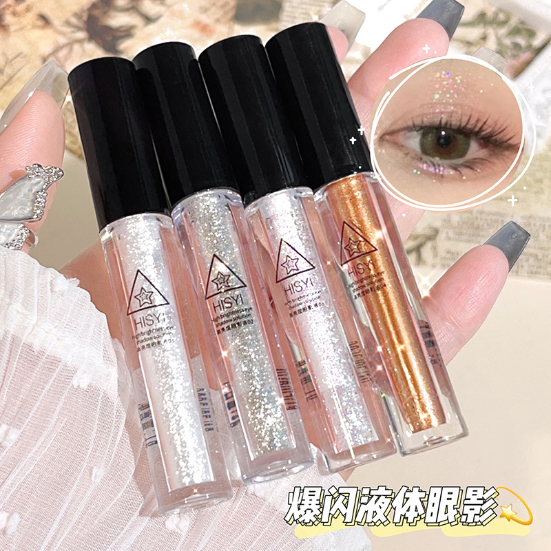 Hisyi a Drop of Tears Liquid Eyeshadow Sparkling Pearlescent Fine Flashing Silkworm Brightening Monochrome Sequin Eyeshadow Liquid Clearance