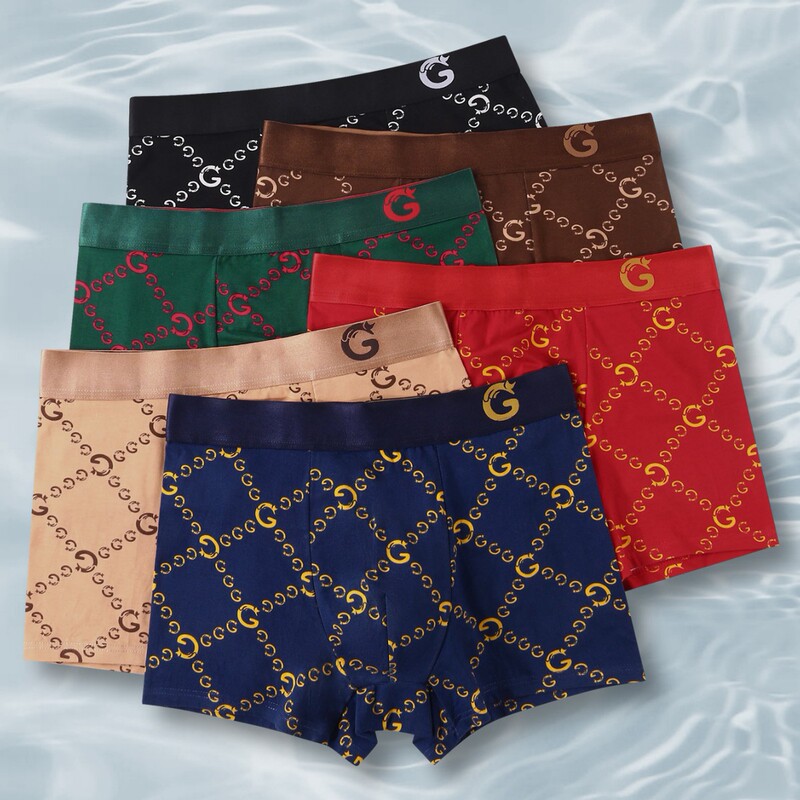 High-End Designer Printed Pure Cotton One-Piece Men's Underwear 3D Three-Dimensional Pouch Antibacterial Boxer Briefs Support Trendy Brand