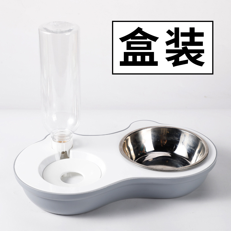 Tazón para mascotas al por mayor Tazón para gatos de plástico Tazón doble Tazón para beber agua automática Tazón para comida anti-volcado Tazón para mascotas Tazón para arroz lindo para gatos Tazón para gatos