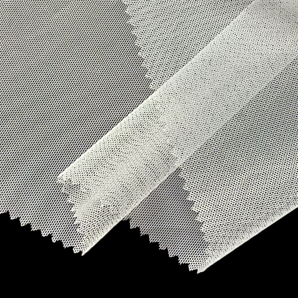 30D涤纶6429网38克63英寸白色薄纱网眼针织底布刺绣裙纱服装辅料