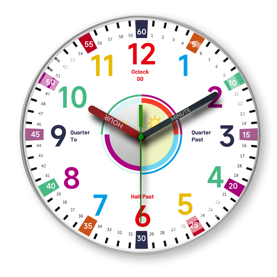 WTCA018_학습시계 실크스크린 바늘 D형 실버프레임