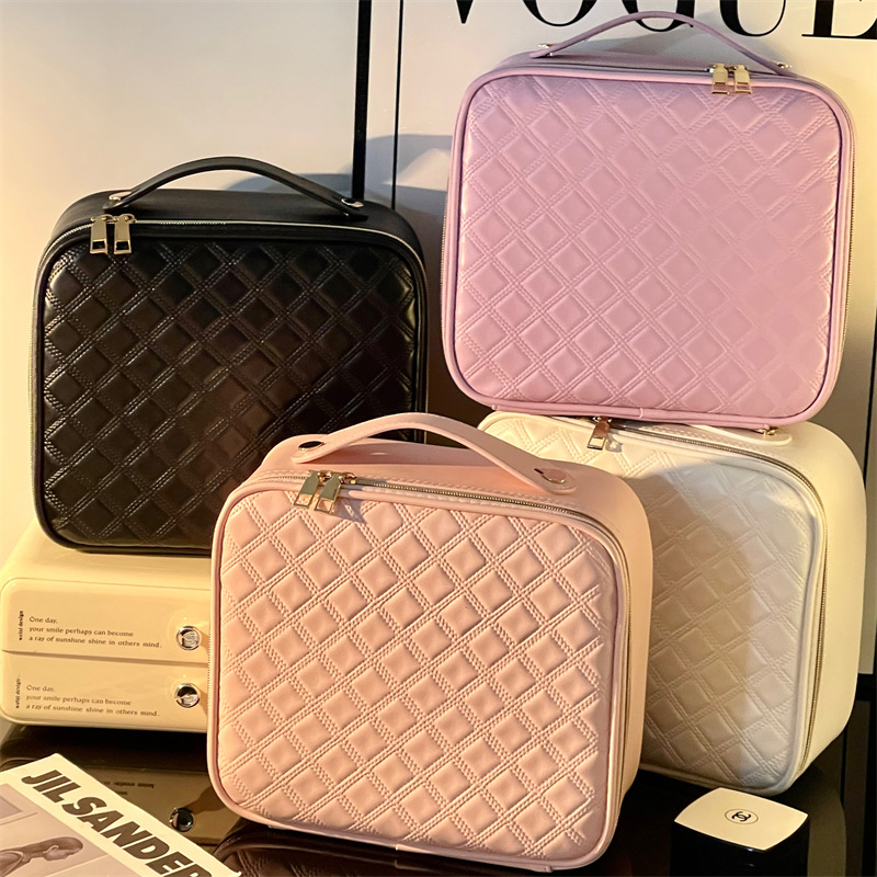 Transfronterizos led lámpara espejo caja de maquillaje bolsa de almacenamiento de productos de cuidado de la piel portátil tacones de maquillaje bolsa de almacenamiento de maquillaje de gran capacidad