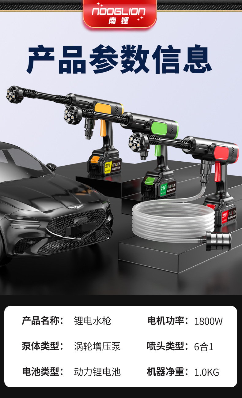 Customized Lithium Battery Car Wash Machine, Wireless Car Wash Machine, Household Rechargeable Cleaning Tool, High-Pressure Car Cleaning Device
