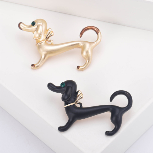 Hot-selling new creative cute oil-drip dachshund animal pin simple unisex brooch accessories