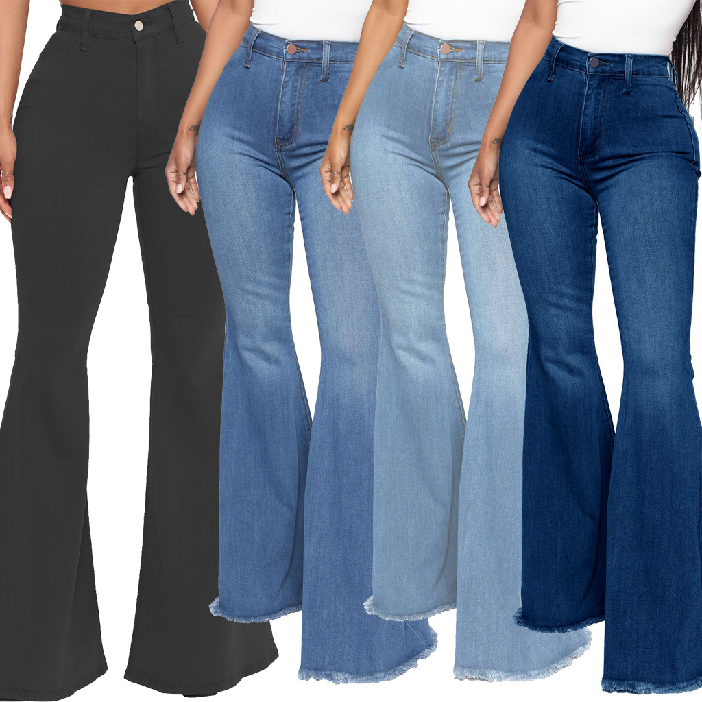 Women's Daily Simple Style Solid Color Full Length Washed Flared Pants Jeans display picture 2