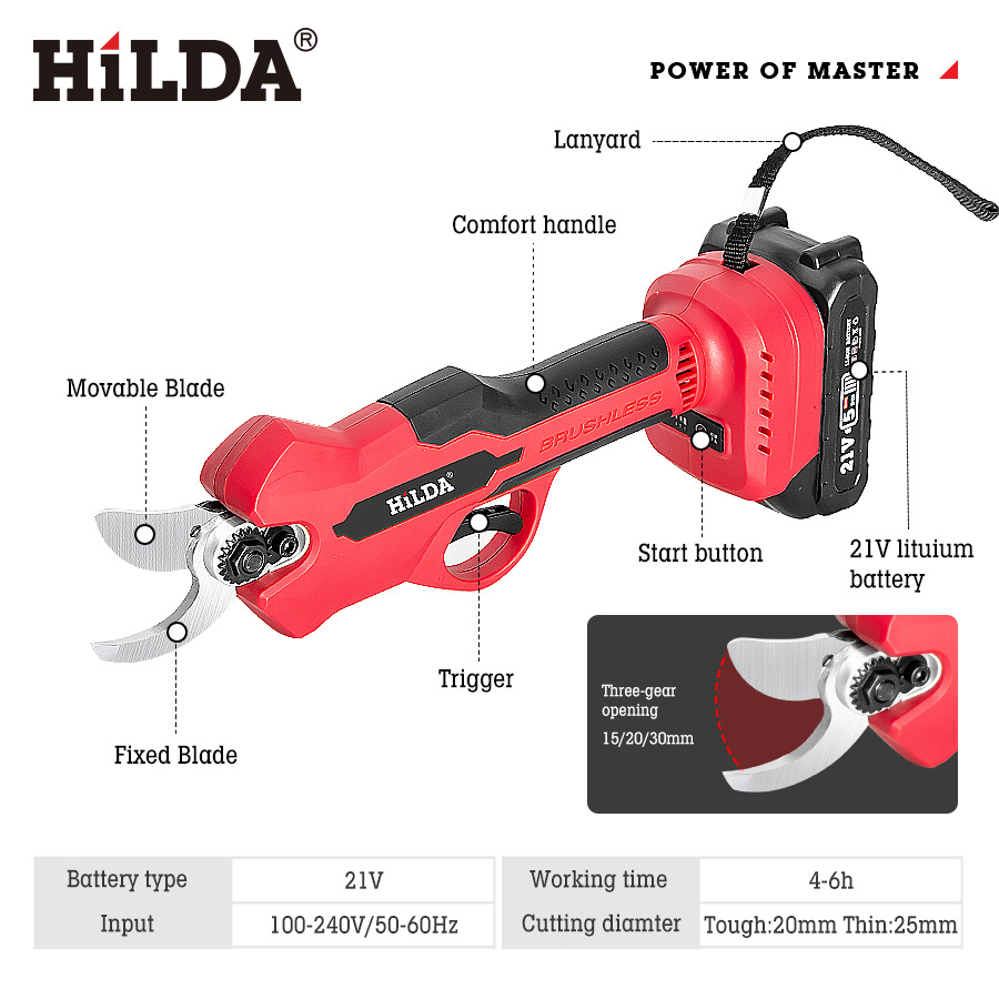 HiLDA / Hilda tijeras eléctricas de litio tijeras eléctricas tijeras eléctricas de litio tijeras eléctricas de corte de ramas gruesas tijeras eléctricas