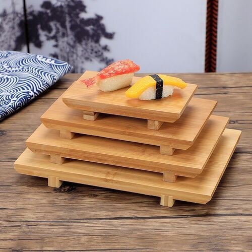 Japanese solid wood creative hot pot tableware flat dinner plate sushi plate rectangular wooden beef barbecue dinner plate