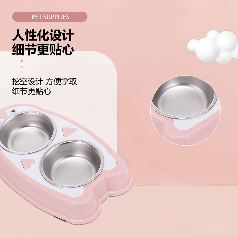 Pet supplies wholesale penguin double bowl dog food bowl plastic…