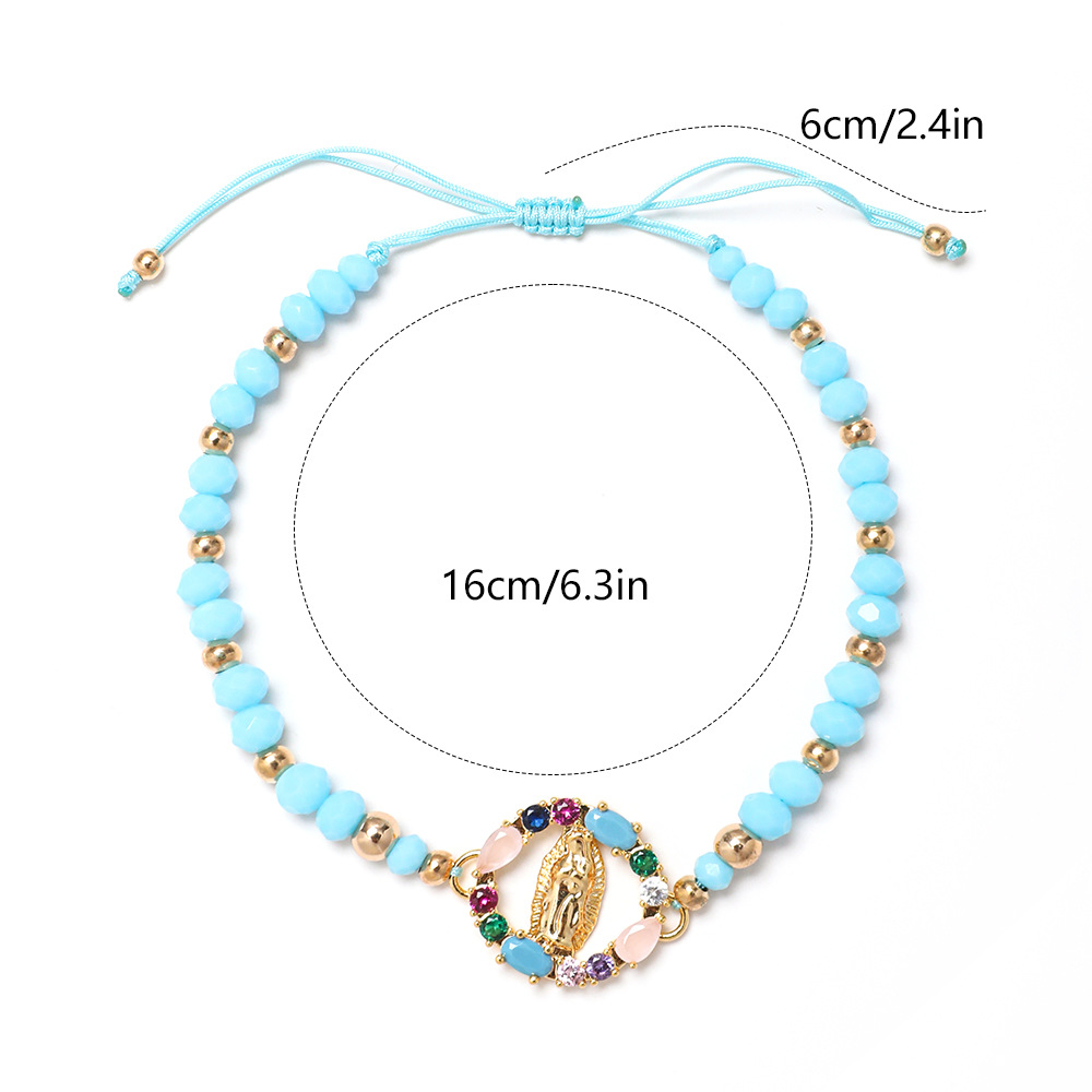 Vacation Marine Style Human Cross Artificial Crystal Rope Inlay Zircon Women's Drawstring Bracelets display picture 2