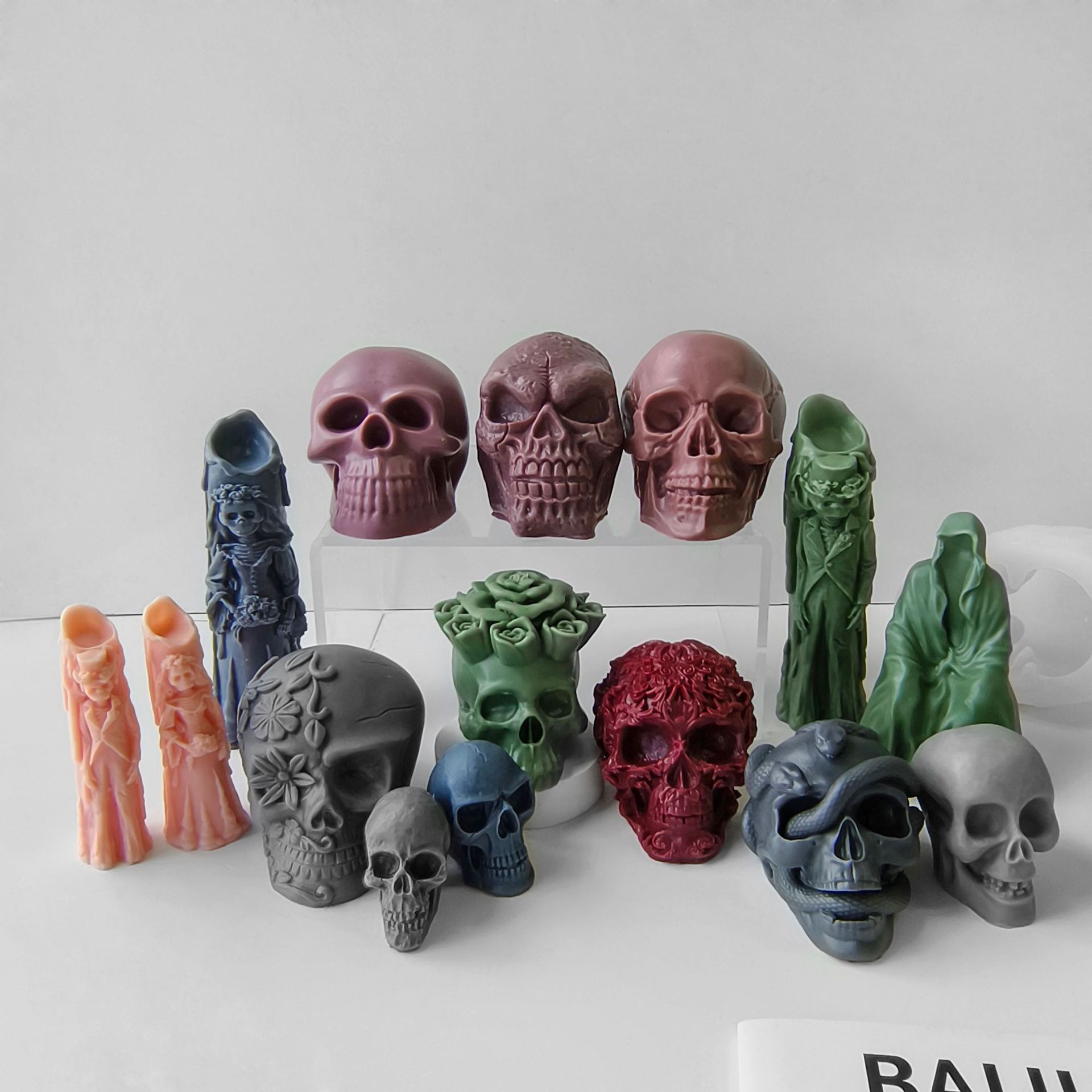Jiahuimei Calavera de Halloween Aromaterapia Molde Vela DIY Vela de yeso de Pascua Abrasivo de silicona