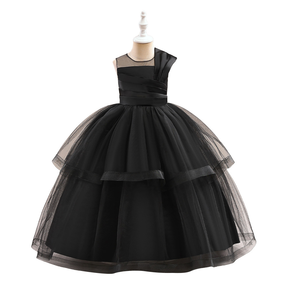Vestido para niños Vestido de princesa Vestido de niña de flores Hilado esponjoso Estilo occidental Vestido de fiesta de cumpleaños Niña anfitrión Traje de piano