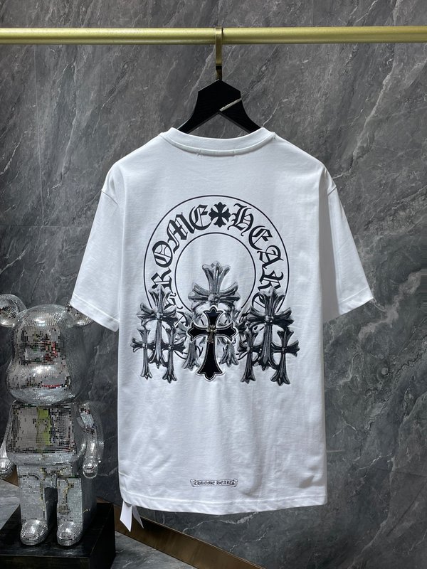 24クロスボーダートレンディブランドCh Crow*Horseshoe SanskritラウンドネックTシャツ半袖万能男女Tシャツスポット卸売|undefined