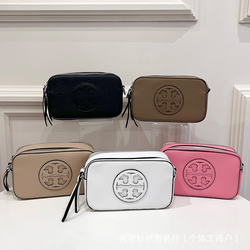 Nuevo bolso de cámara BT con estampado de litchi en Europa y los Estados Unidos en verano 2024, bolso de cámara con cremallera doble, bolso de mujer con tirantes de hombro único