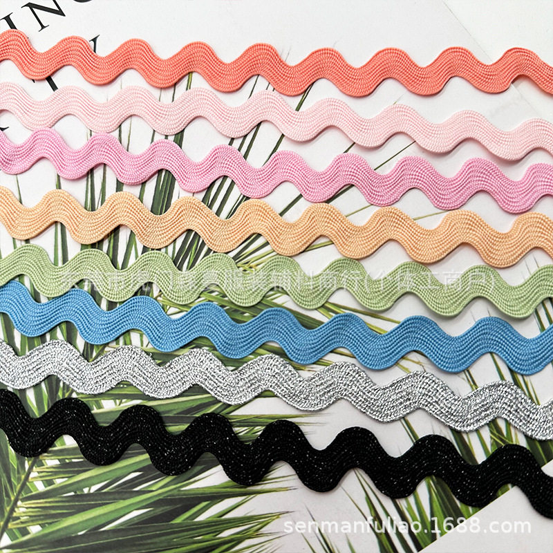 Color poliéster 1cm correa curva en forma de S encaje ondulado ropa cortina almohada falda decoración marinero accesorios