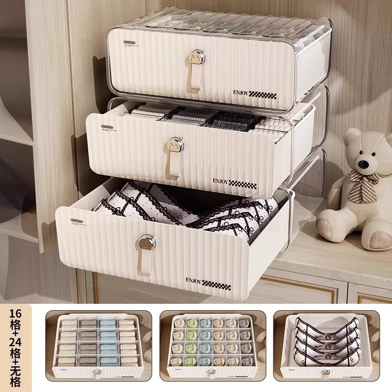 Caja Organizadora de Ropa Interior con Compartimentos de Plástico Con Compartimentos para Cajón y Dormitorio image 7