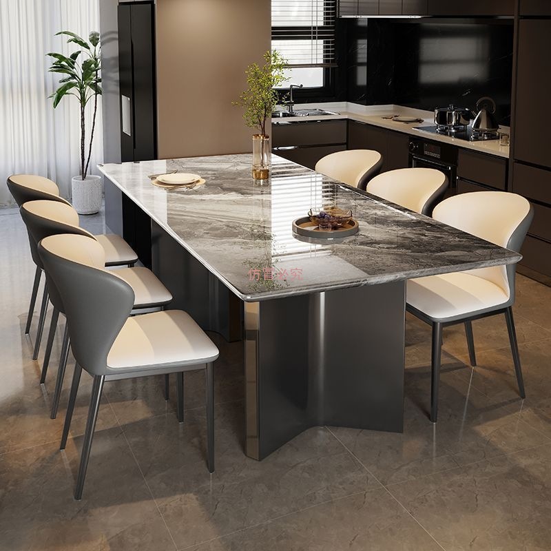 Simple Slate Dining Table, Home Dining Table and Chair Combination, Italian Light Luxury Natural Super Crystal Microcrystalline Rectangular Dining Table