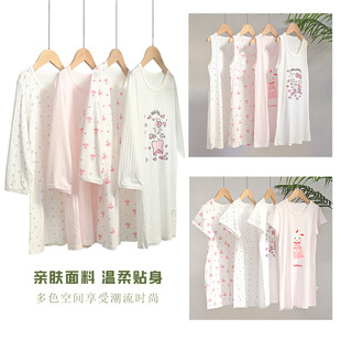 Girls Summer Nightgown Cool Cotton Boneless Home Clothes Baby Girl Thin Dress Princess Style Cartoon Air-Conditioned Clothes