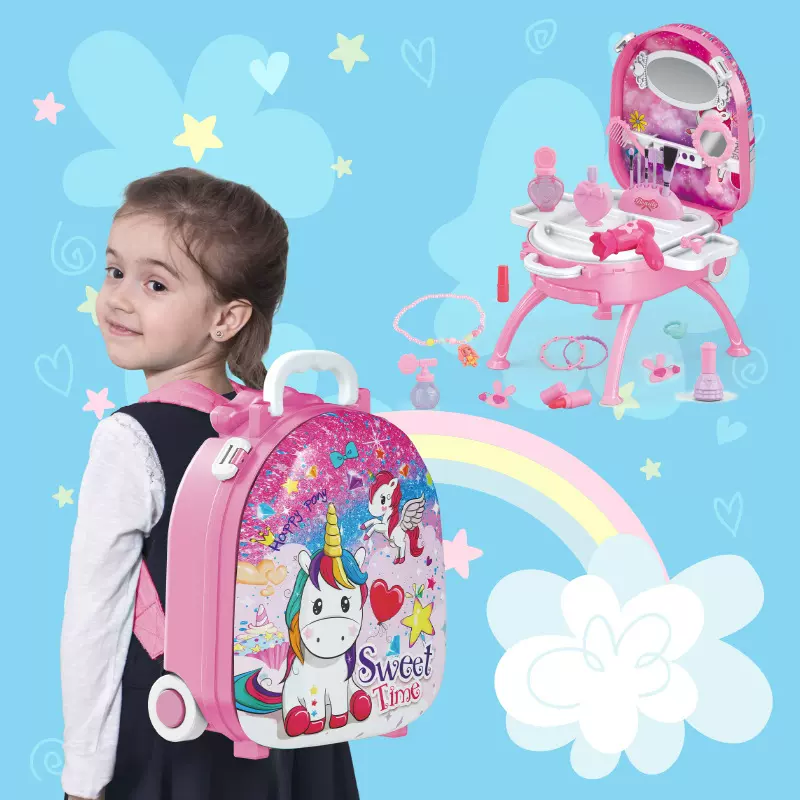 跨境儿童美妆女孩3-6岁仿真假化妆品过家家公主梳妆台玩具化妆台