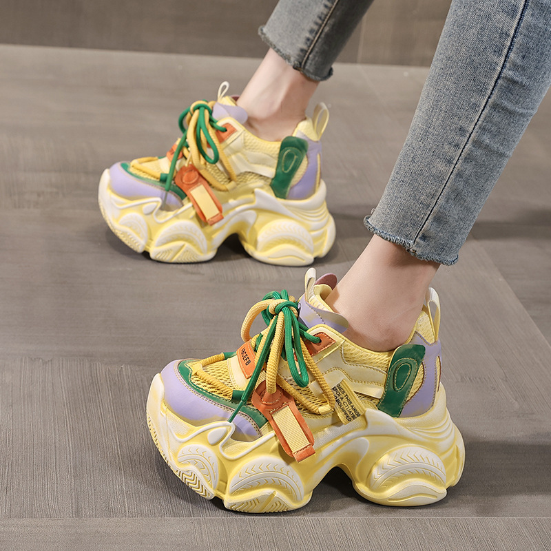 Giày sneaker nữ đế dày chunky lưới thoáng khí tăng chiều cao — màu sắc