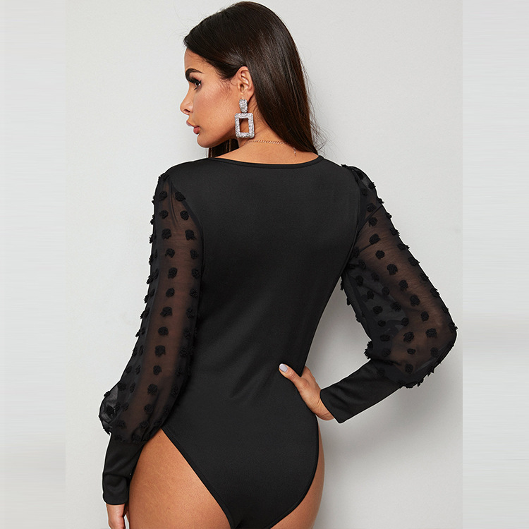 Micro-Elastic Elasticity Bodysuits Tops Type Holiday Occasion Wholesale Women's Vacation Simple Style Solid Color Long Sleeve Bodysuits
