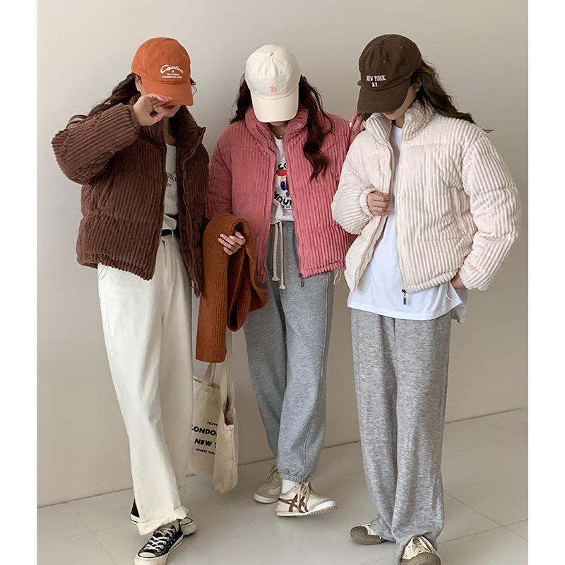 2023 Winter New Stand Collar Short Corduroy down Cotton Jacket Student Loose Small Cotton Jacket Jacket for Small Women 2023 Winter New Stand Collar Short Corduroy down Cotton Jacket Student Loose Small Cotton Jacket Jacket for Small Women