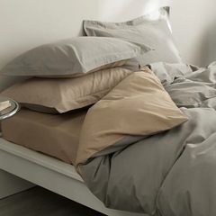 Autumn and winter thickened 100 count cotton brushed four-piece set Light luxury long-staple cotton quilt cover bed sheet and fitted sheet pure cotton three-piece set