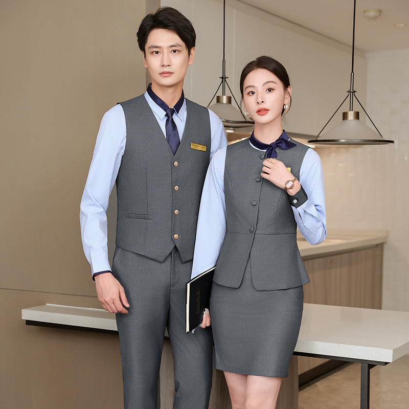 Professional vest suit 2024 college style male and female student uniform kindergarten teacher KTV billiard room overalls