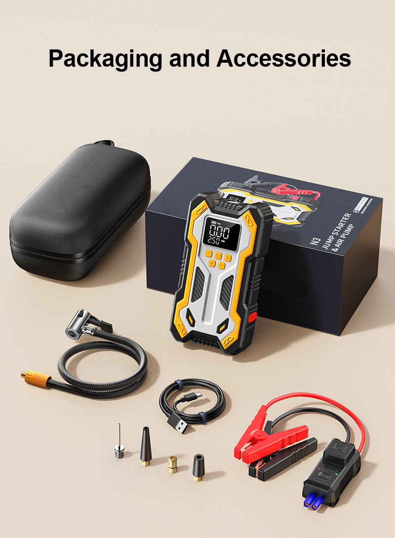 [N3] Cross-Border Car Emergency Jump Starter with Air Pump and Power Bank, Portable Battery Ignition Starter