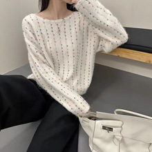 新款系列圆领特种纱套头毛衣韩版宽松休闲风上衣女针织衫秋冬女装