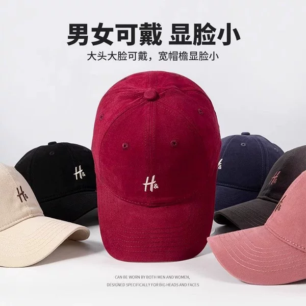 Spring and Summer New Style Large Head Circumference Baseball Cap with Small Lettering, Unisex Sun Protection Soft Top Baseball Cap Wholesale