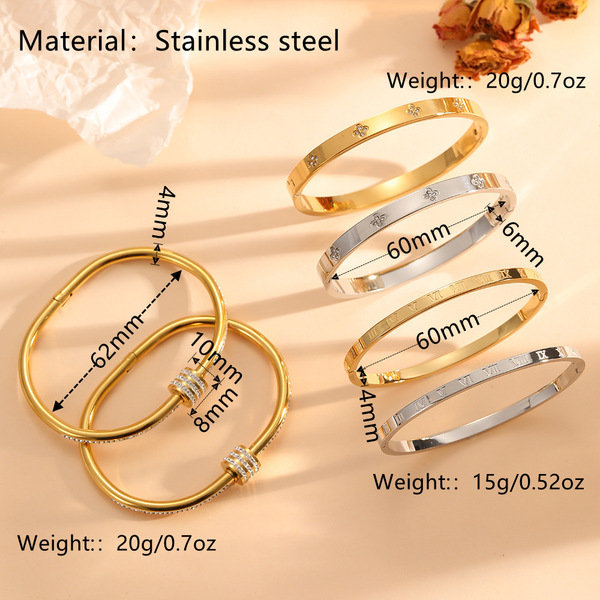 Elegant golden women's bracelet stainless steel