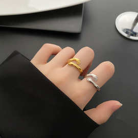 禹希韩版浪漫双手爱的拥抱ring钛钢不掉色戒指女抱相拥情人节礼物