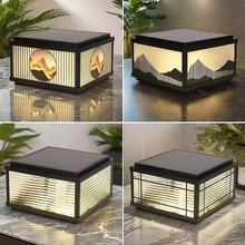 跨境太阳能柱头灯LED市电两用庭院别墅围墙灯门柱灯样板房装修INS