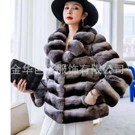 2025欧美新款仿栗鼠毛外套女亮银优雅名媛冬季跨境热卖仿皮草外套