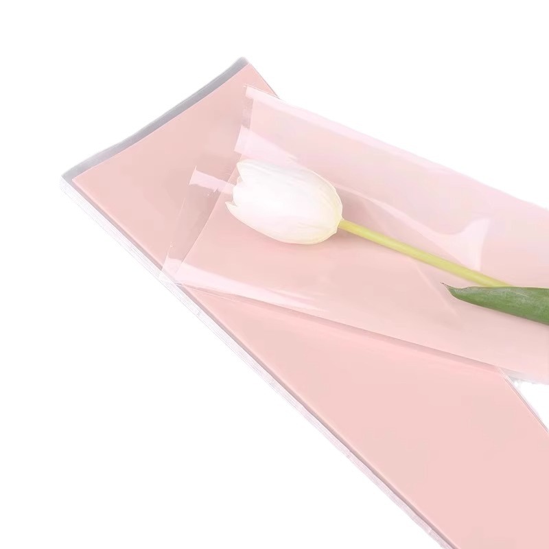 Bolsa de embalaje para ramo individual de macarons para el Día de San Valentín, bolsa de flores para floristería, bolsa de flores transparente de OPP de color puro para bricolaje