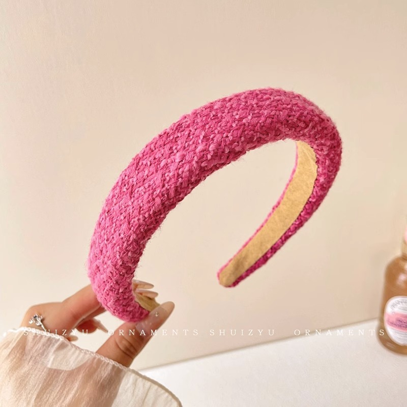 Rosado para mujeres 2025 nuevo cráneo alto borde ancho dulce paquete de cabello pequeño viento fragancia temperamento para el cabello al por mayor