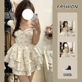 新款纯欲森系初恋裙甜美少女连衣裙小个子2025夏季收腰公主蓬蓬裙