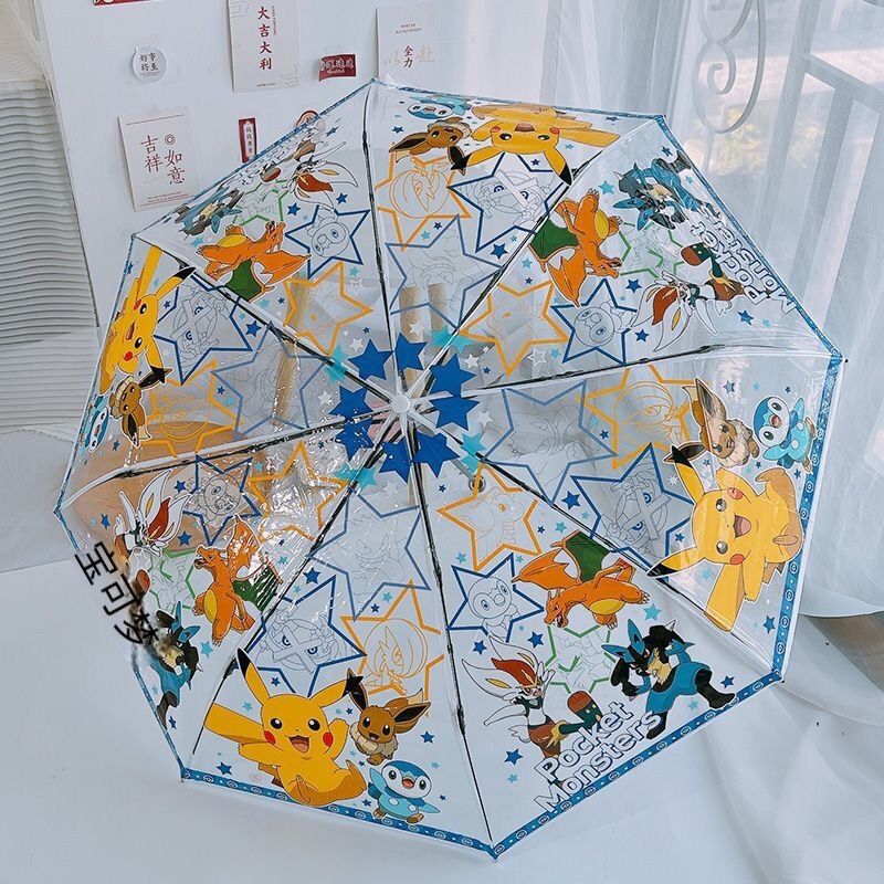Pikachu Transparent Umbrella Foldable Student Creative Thickened 70% off Manual Fully Automatic Fresh and Durable Super Durable