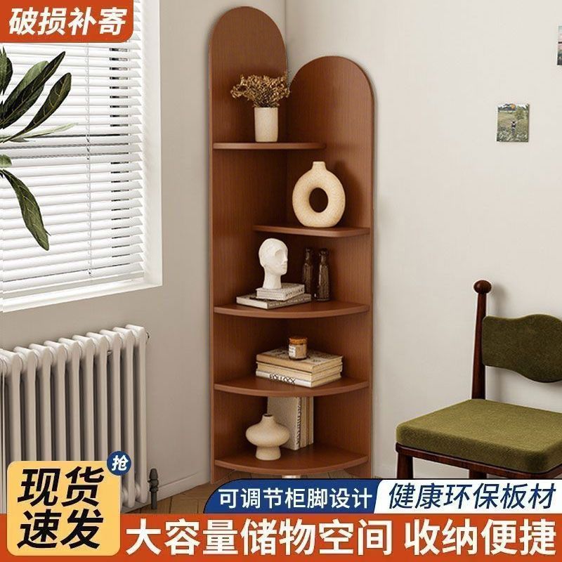中复古式藤编转角装饰置物架客厅沙发墙边书柜子卧室实木三拐屏风|undefined