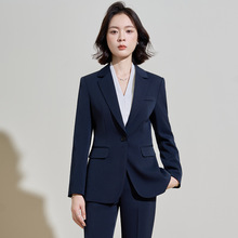 藏青色西装套装女职业装2025春秋气质面试正装酒店经理西服工作服