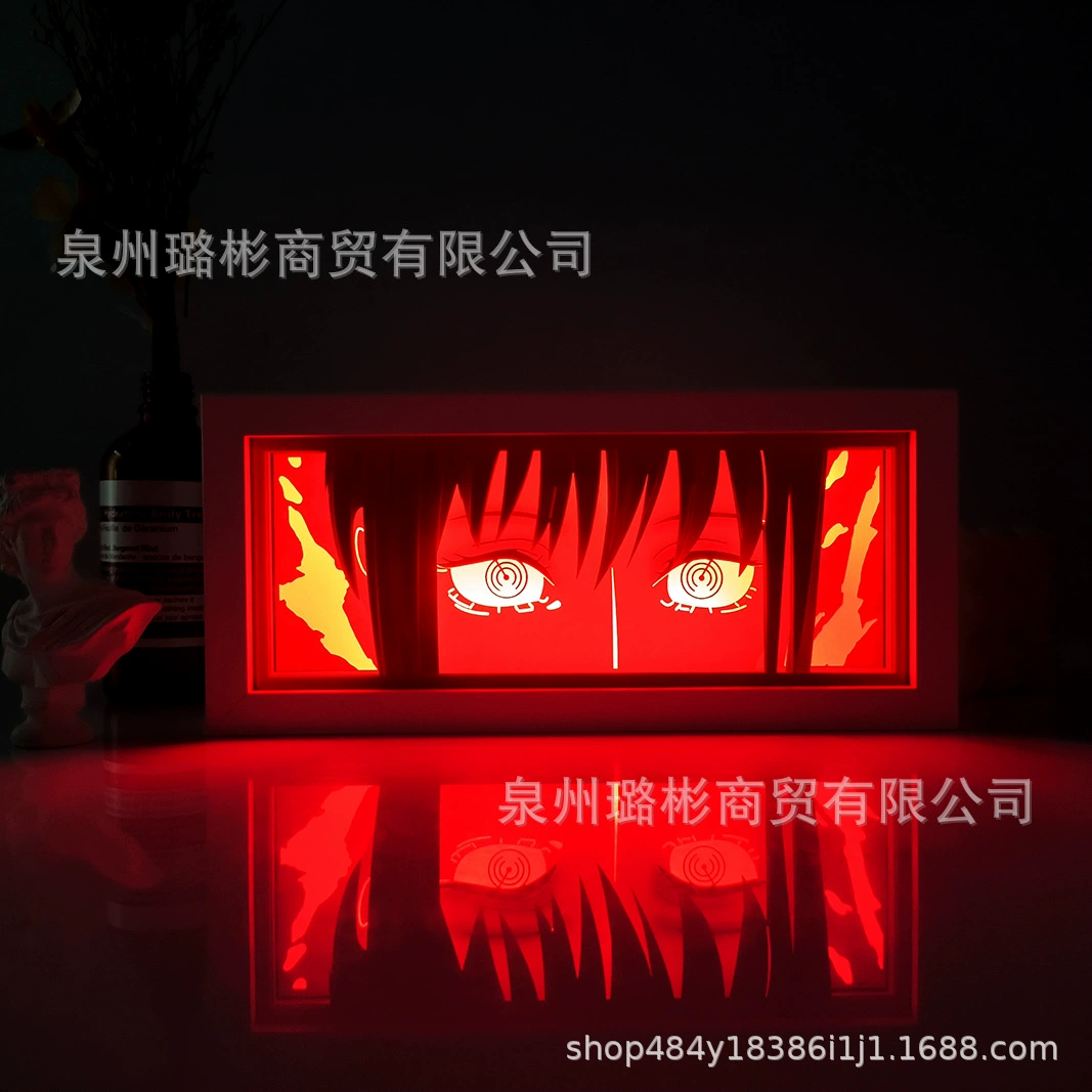 Бумажный резной светильник One Piece Luffy, деревянная рамка, настольный ночник, монохром/ RGB