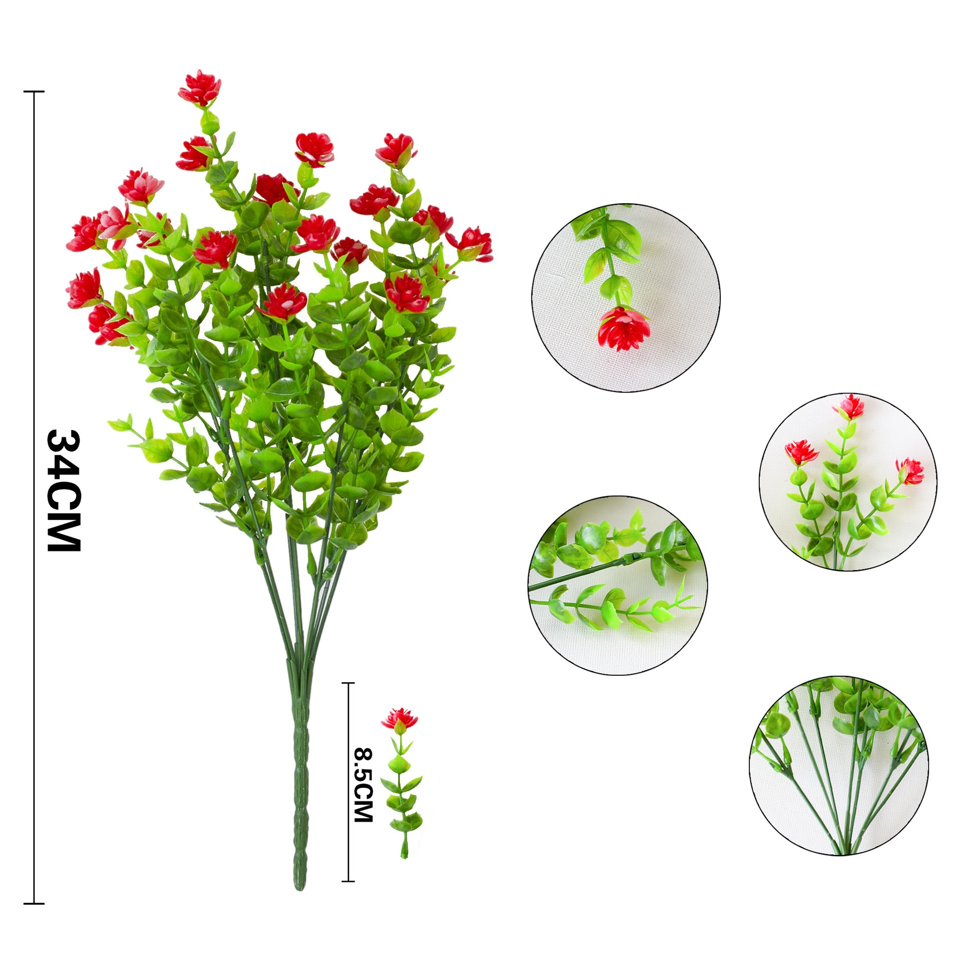 Amazonas eucalipto camelia simulación gypsophila flor artificial Qizha decoración de manojo de camelia eucalipto